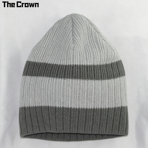 Bonnet d'hiver côtelé épais à rayures horizontales bicolores avec logo personnalisé, vente en gros, fabricant - Product Image 3