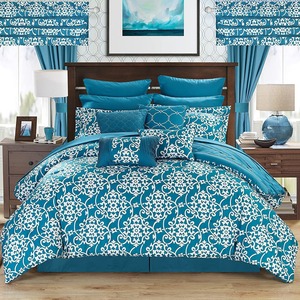 Modern Woven Reversible Comforter Set with <strong>Matching</strong> <strong>Curtains</strong> <strong>and</strong> <strong>Cushions</strong> Botanical Design - Product Image 4