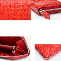 Dompet Ponsel Kulit PU Buaya Tinggi Wanita, Dompet Ponsel Kulit PU Gaya Panjang Kustom Multifungsi untuk Wanita