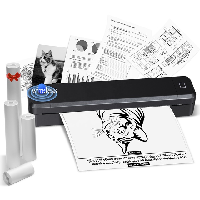 Wireless Inkless  Thermal Tattoo A4 Portable Mini Printer 1500mAh Battery 203dpi Resolution Sticker Document Printing