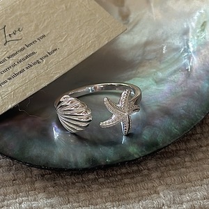 Bague en argent sterling S925, style coréen, rétro, coquillage, étoile de mer, mode vintage, vente en gros - Product Image 1