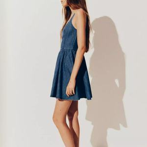 Robe Courte en Jean Décontractée pour Femme 2025 – Modèle Été Sans Manches, Dos Nu, Ourlet Volanté, Coupe Trapèze en Denim - Product Image 4