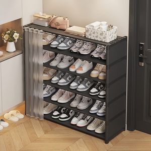 Meuble à chaussures multi-niveaux en métal <span class=keywords><strong>NFS</strong></span>, anti-poussière, sur pied, pour salon, dortoir, petit espace - Product Image 2