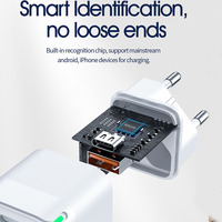 Chargeur mural portable PD double port Type-C avec prise EU 20W à charge rapide avec sortie 5V/3A certifié CE