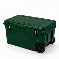 Glacière isotherme portable moderne 55QT grande capacité avec roues, design rotomoulé, étanche, antidérapante, anti-fuite, réutilisable, en PE pour aliments