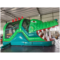 Toboggan gonflable géant en forme de crocodile vert, château gonflable pour enfants avec toboggan, équipement de divertissement gonflable pour événements en plein air
