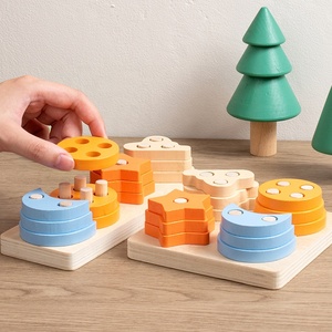 Jouets sensoriels <span class=keywords><strong>Montessori</strong></span> en bois pour enfants Konig Kids, jeu de jouets en bois, blocs de construction en bois - Product Image 4