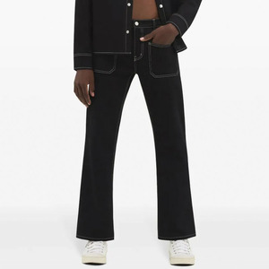 Design all'ingrosso da <span class=keywords><strong>uomo</strong></span> con cuciture Top a <span class=keywords><strong>vita</strong></span> <span class=keywords><strong>bassa</strong></span> <span class=keywords><strong>pantaloni</strong></span> in Denim lavati neri eleganti Jeans Bootcut - Product Image 2