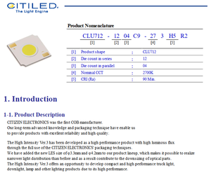 Chip LED COB Citizens CLU712-1204C9-303H5R2 de Alta Potencia, 90CRI, 2728LM, 35V, 3000K, Blanco Cálido, Ángulo de Visión de 120°, Garantía de 3 Años - Product Image 2