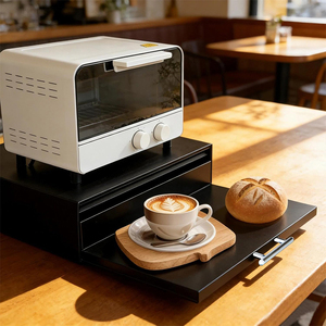 Étagère extensible à 2 niveaux, organisateur de placard coulissant, support de micro-ondes réglable pour cuisine, étagère à épices avec tiroir coulissant - Product Image 3