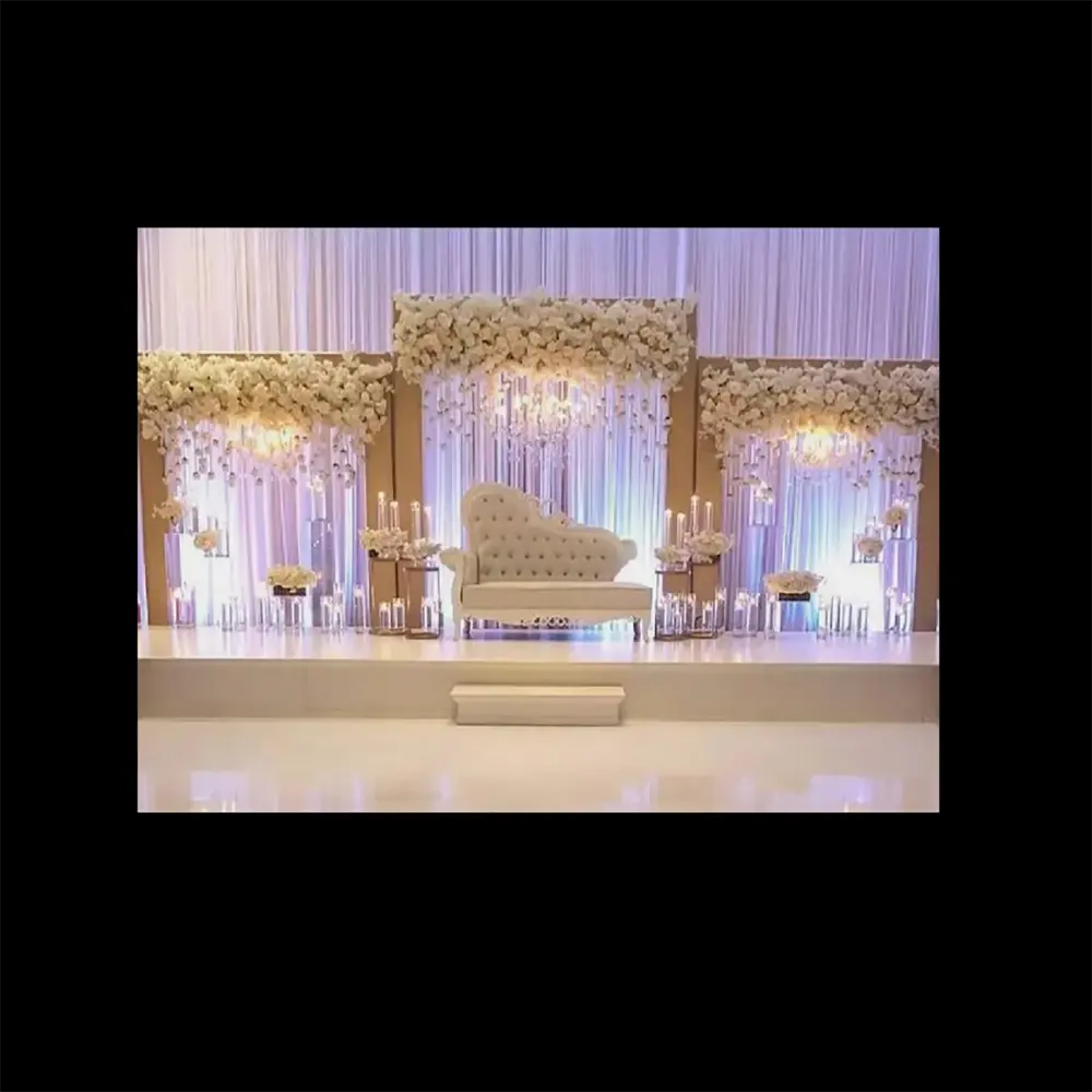 Conjunto de lujo dorado acrílico boda Chuppah dosel acrílico Mandap Chuppah para boda Gazebo Arch