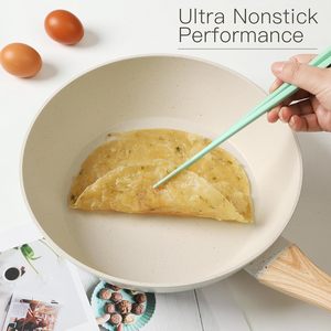 Hot Selling 21 Pcs <strong>White</strong> <strong>Ceramic</strong> Granite Coating <strong>Cookware</strong> Sets Non-Stick Pots Pans Silicone Handle Induction Bottom Glass - Product Image 4