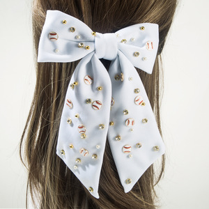 Wholesale Women's Glitter Fabric Hair <b>Clips</b> Star <b>Bow</b> & Baseball Barrette Hair Decoration for Wedding Prom Valentine's Day - Product Image 4