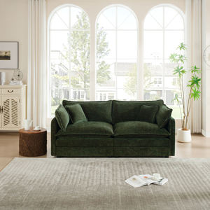 Sofá de Dos Plazas Tapizado en Tela Chenille Verde, Suave y Cómodo, Estilo Moderno para Sala de Estar, Disponible en EE. UU. - Product Image 2
