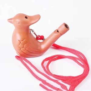Silbato de agua con forma de fénix de arcilla roja con cordón, silbato de agua para niños - Product Image 2