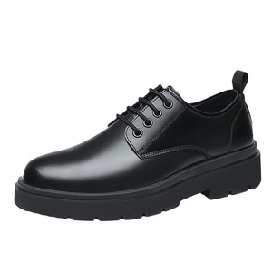 Chaussures Richelieu en cuir noir pour hommes, à bout rond, à lacets, doublées en fourrure, isolantes, pour mariage d'automne - Product Image 5