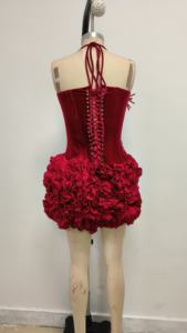 Vestido Midi Transpirable y Estilizador con Cuello Alto, Nuevo Estilo de Primavera Verano, Moderno y Personalizado, con Estampado de Malla y Satén, Estilo Fiesta, Natural - Product Image 6