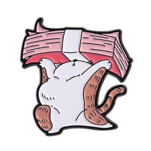 Hochwertige Hot Selling Cute Cat Chasing Drama Arbeit, um Geld zu verdienen Arbeiter Metall Weiche Emaille Anstecknadel Abzeichen Maker - Product Image 6