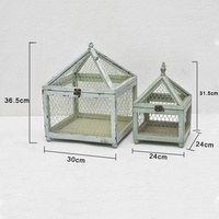 Personnalisé Vente en gros Shabby Chic Rustique Vintage Mini Serre en fil de métal Cadre froid Jardin Boîte de plantation de fleurs Maison de culture