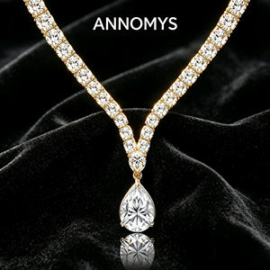 Colar Feminino de Moissanite com Pingente em Pêra, Prata Esterlina 925, Corrente Tennis Graduada, D VVS, Banhado a Ouro Ródio, para Casamento GRA - Product Image 2