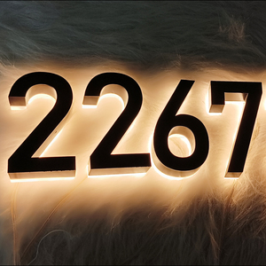 3D Custom <b>Letters</b> Logo <b>LED</b> Sign Address Number Hotel Office Apartment Door Numbers-Stainless Steel Waterproof Dimmable - Product Image 1
