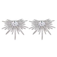 Boucles d'oreilles tendance en cuivre pour femme, motif ailes de diamant exagérées et étoiles étincelantes