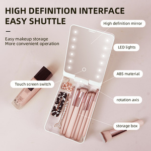 <span class=keywords><strong>Espejo</strong></span> de Maquillaje Compacto Plegable con Iluminación LED Personalizada, Lámpara, Caja de Almacenamiento para Herramientas de Maquillaje, Caja de Almacenamiento de Brochas, Set de Almacenamiento de Maquillaje para Viaje - Product Image 4