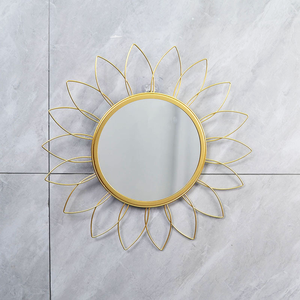 Décoration murale dorée de fond <span class=keywords><strong>Miroir</strong></span> rond suspendu au soleil - Product Image 2