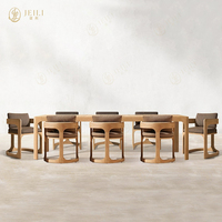 Ensemble de meubles d'extérieur de luxe JEILI Alibaba, table en teck, chaise avec coussin brun pour hôtel, projet de véranda