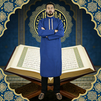 Costume Jubba Arabe Moderne et Traditionnel, Confectionné par le Fabricant Direct, Approuvé CPC, Respirant, Brodé, Élégant, Bleu, pour Adultes