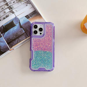 Funda de Teléfono Personalizada OEM con Colores Degradados y Brillantes para iPhone 15 Pro <span class=keywords><strong>Max</strong></span> 16 17 <span class=keywords><strong>Air</strong></span> Xs <span class=keywords><strong>Max</strong></span> 12, Fundas de Teléfono con Purpurina 3 en 1 - Product Image 5