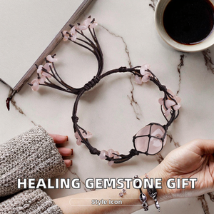 Bracelet en Cristal Thème Amour avec Pierres Roulées en Améthyste, Quartz Rose et Aventurine, Fabriqué à la Main, Vente en Gros - Product Image 2