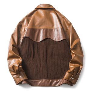 OEM Custom 2023 serie autunno inverno stile caldo in pelle e velluto a coste irregolare tasca in metallo bottone in pelle Vintage Jacke - Product Image 6