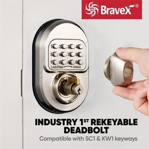 Keyless nhập <span class=keywords><strong>deadbolt</strong></span> khóa cửa sabbath/shabbos khóa hợp kim kẽm thương mại cấp 1 <span class=keywords><strong>Rekeyable</strong></span> 100% cơ khí điện năng thấp - Product Image 3
