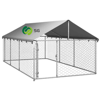 Grand enclos extérieur robuste pour chiens en acier galvanisé étanche, avec structure en treillis métallique, abri pour animaux de compagnie pour jardin et ferme