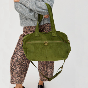 Sac fourre-tout en velours côtelé vert, sac à bandoulière, sac à main pour femme, grande capacité, sac de voyage et de sport pour l'extérieur, vente en gros - Product Image 1