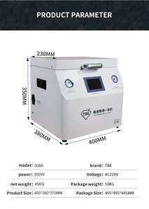 Macchina per Laminazione Sottovuoto Automatica 2-<span class=keywords><strong>in</strong></span>-1 TBK 308A da 15 Pollici con Sistema di Rimozione Schiuma per Riparazione Schermi Curvi di Tablet - Product Image 4