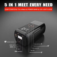 Compresseur d'air portable pour voiture 12V 6400mAh avec moniteur de pression des pneus, manomètre numérique à pince et démarreur de secours