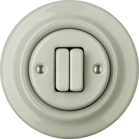 Interrupteur à bouton encastré électrique en porcelaine vintage 10A 250V 2 gangs 1 voie fabriqué en Chine