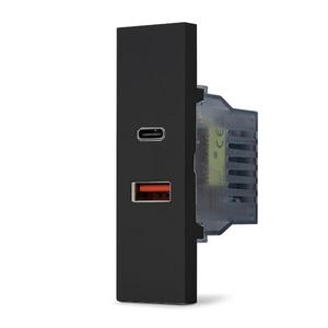 Dual <b>Usb</b> A And <b>Usb</b> C Charger <b>Socket</b> 5V 2.4A Black Zen Line - Product Image 1