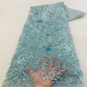 Dentelle florale multicolore branche d'arbre paillettes dentelle perlée dentelle florale grappe paillettes dentelle perlée - Product Image 2