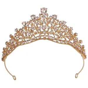 신부 머리 장식 빨간 모조 다이아몬드 작은 왕관 미니멀 크리스탈 머리 장식 신부 파티 머리띠
