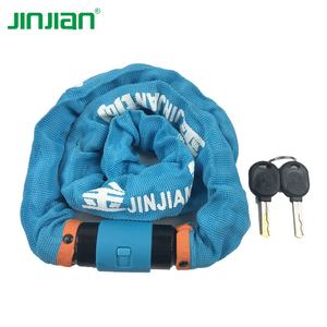 Jinjian serrure <span class=keywords><strong>de</strong></span> <span class=keywords><strong>porte</strong></span> à chaîne à clé bleue serrure <span class=keywords><strong>de</strong></span> vélo à chaîne solide couverture en nylon avec deux clés capuchon anti-poussière - Product Image 4