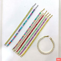CH-LHB1488 Trendiges Candy-Color CZ Tennis-Armband Großhandel Vergoldetes Farbiges CZ Charm-Link Damen Tennis-Uhrenarmband Großhandel