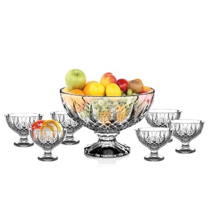 Set di 7 pezzi di vetreria nuovo design trasparente vintage inciso ciotola di frutta in <span class=keywords><strong>vetro</strong></span> con piccola ciotola di gelato set di <span class=keywords><strong>ciotole</strong></span> di <span class=keywords><strong>vetro</strong></span> per 6 persone - Product Image 5