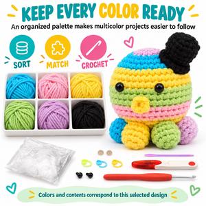 Kit DIY Crochet Animaux Faits Main Amigurumi Débutant : Tutoriel de Crochet, Projet d'Apprentissage, Fournitures Complètes - Product Image 6