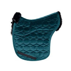 TOUGH TACK OEM Tapis de selle islandais de luxe personnalisé avec bordure en fausse fourrure, tapis de selle pour cheval matelassé hexagonal en velours - Product Image 3