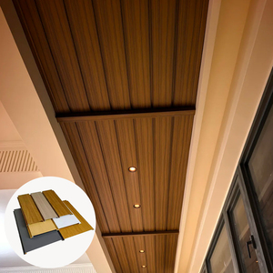 Revêtement mural extérieur en métal imitation <span class=keywords><strong>bois</strong></span>, format 0,75''x12''x120'', pour décoration murale extérieure - Product Image 3