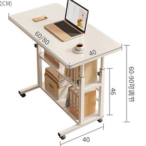 Adjustable Height Computer Desk 80x40cm Movable With Bookshelf Storage For Home Bedroom Dormitory Student Use - Product Image 5