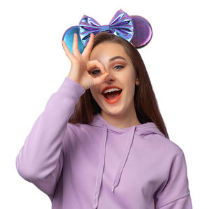 Kadınlar için Basit Klasik Günlük Eğlence Parkı Saç Aksesuarları Renkli Parlak Düz Renk Fiyonklu Fare Kulaklı Saç Bantları - Product Image 4